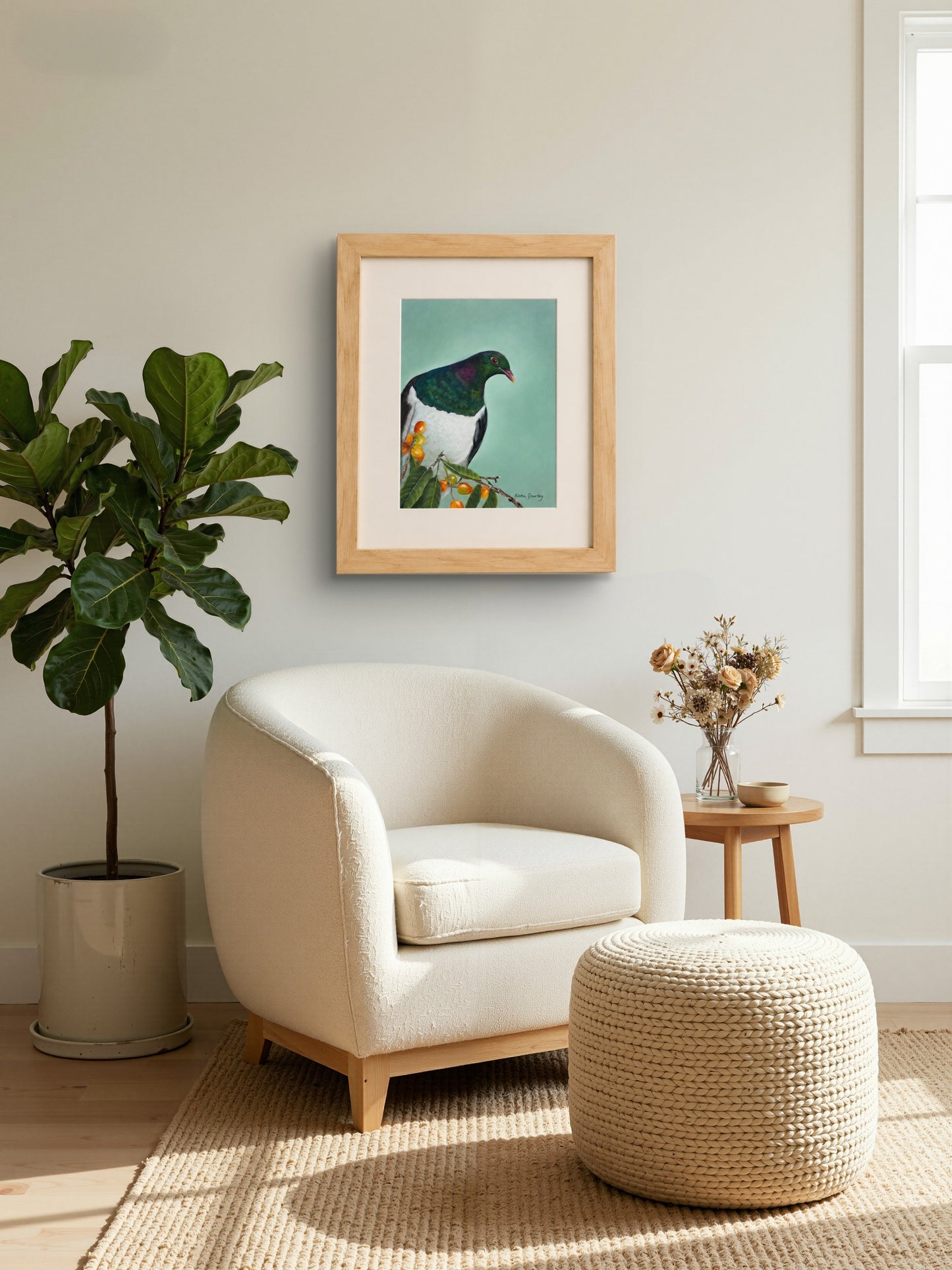 Kererū NZ wood pigeon original soft pastel painting – New Zealand wildlife art