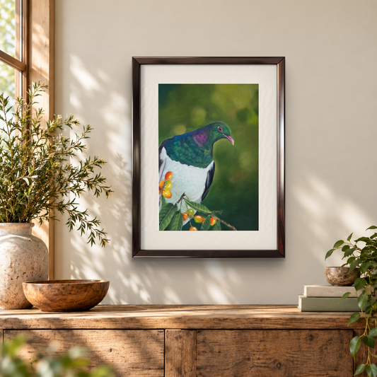 A Place to Pause | Kererū Fine Art Print Karen Gourley Artist