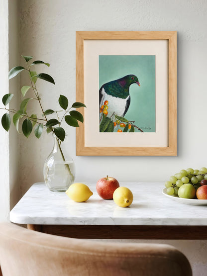 A Place to Pause – kererū original soft pastel painting by Karen Gourley Artist