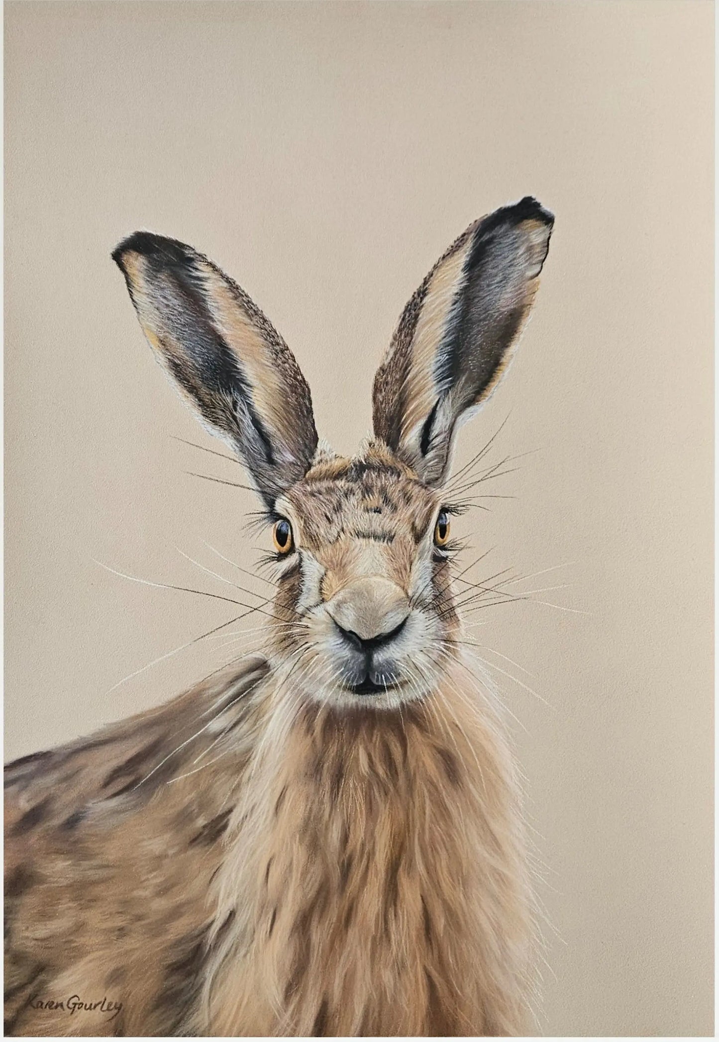 artwork of a hare on a beige background