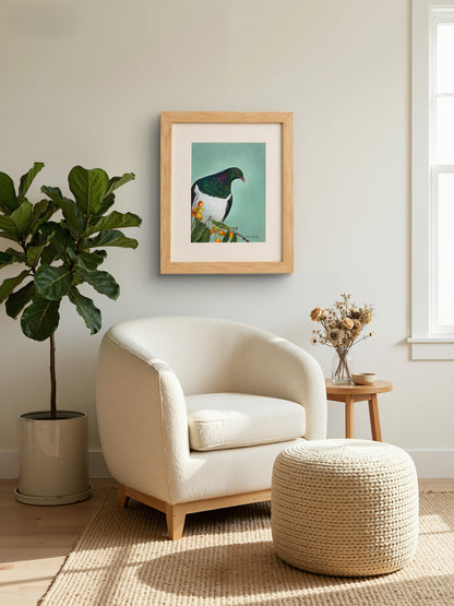 Kererū NZ wood pigeon original soft pastel painting – New Zealand wildlife art