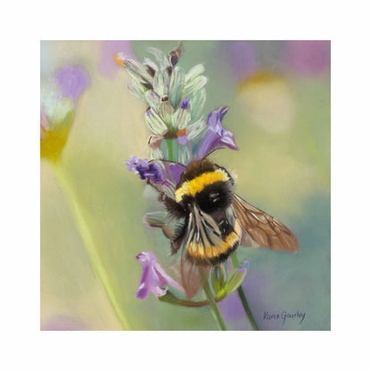 Purple Haze bee on lavender fine art print on paper