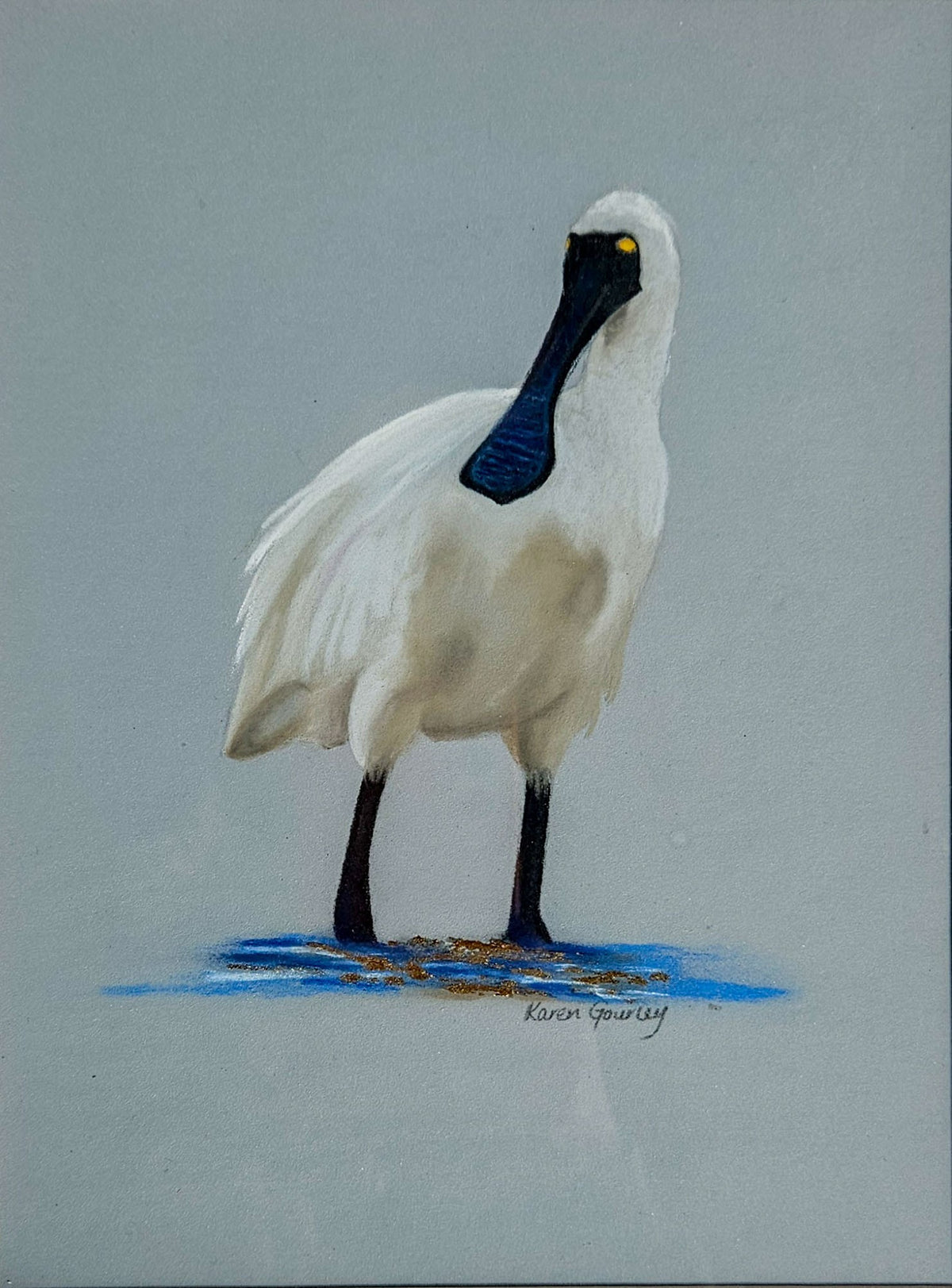 Tidal Light original spoonbill pastel painting by Karen Gourley, unframed
