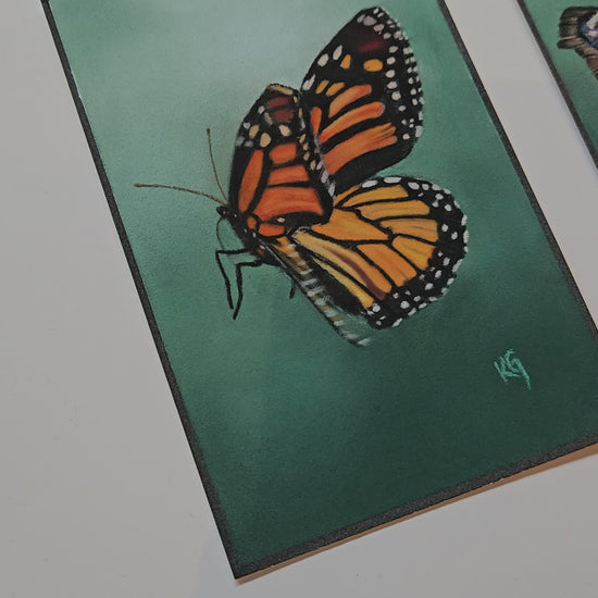 3 butterfly paintings