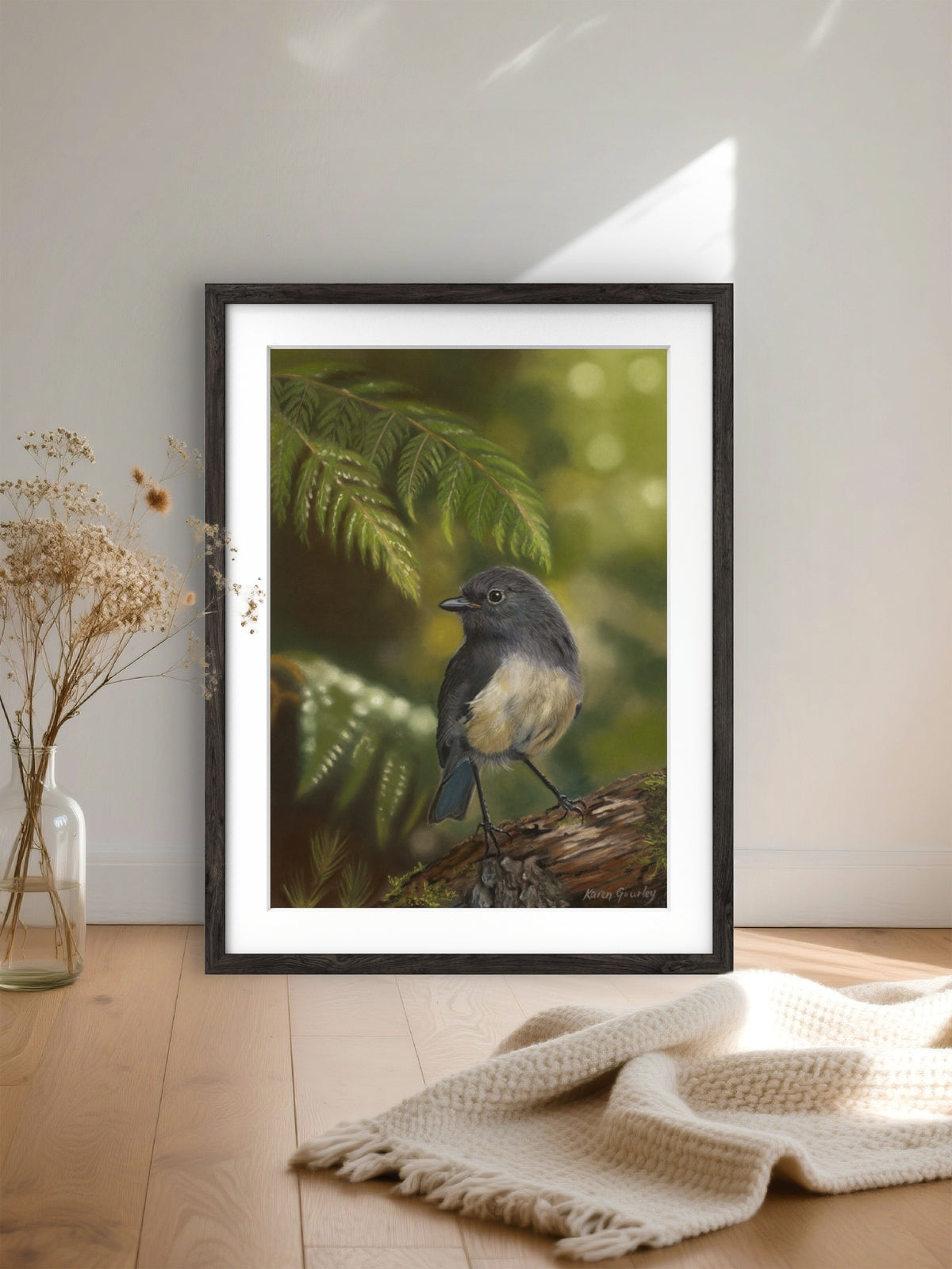 The Forest Watches Back | South Island Robin Limited Edition Print Karen Gourley Artist
