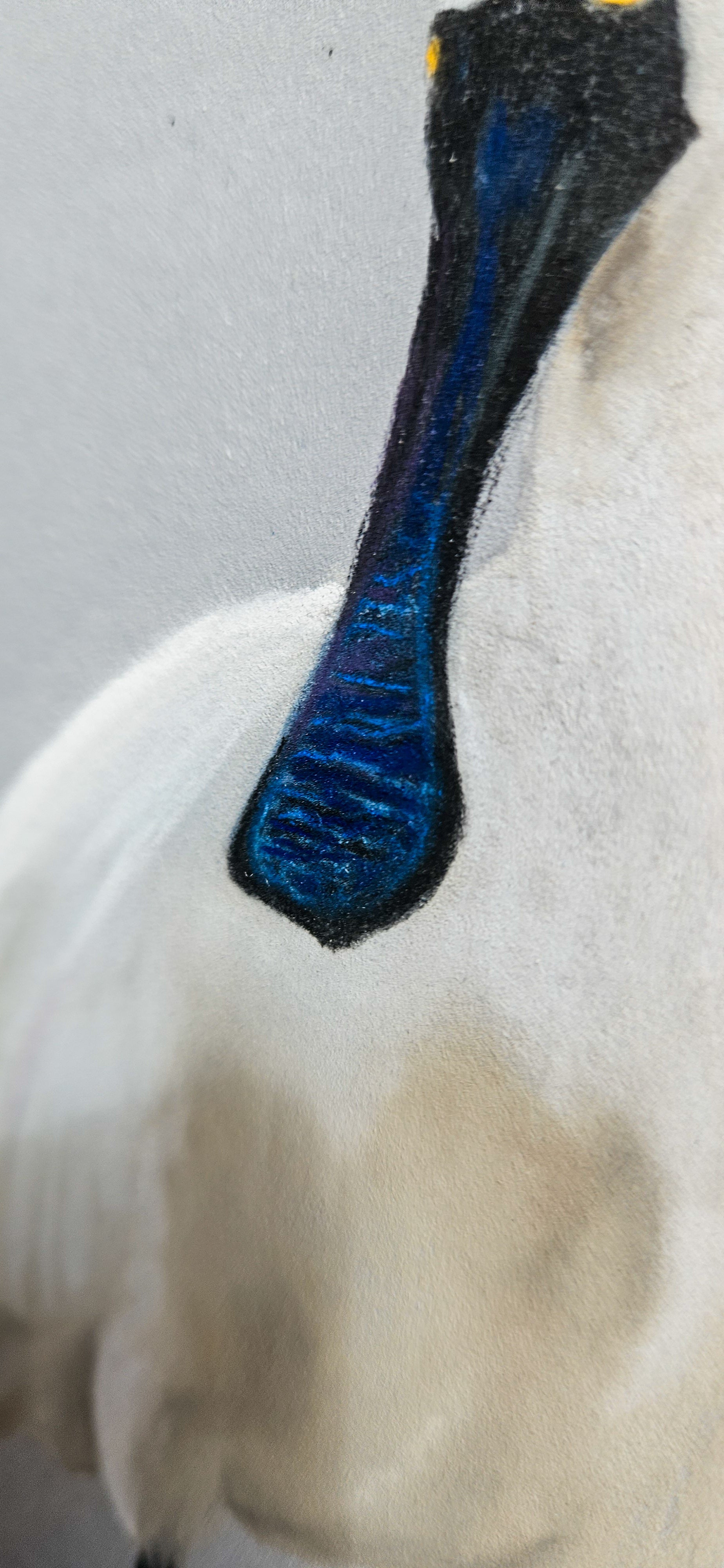 Tidal Light spoonbill painting detail showing gold leaf accents, Karen Gourley Artist